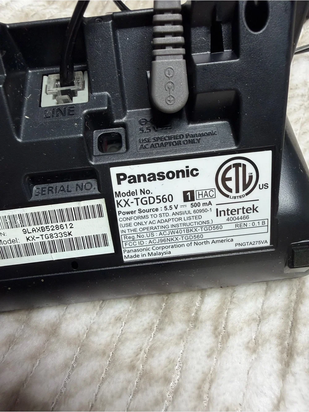 Panasonic Black Cordless Phone Set with Dual Handsets